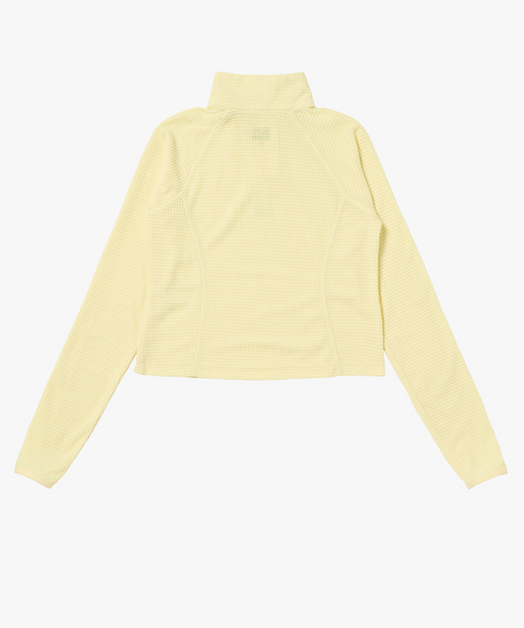 Goal Studio Women's Grid Fleece Quarter Zip-Up Tee - Light Yellow