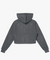 Goal Studio Women's Terry Fleece Cropped Full Zip-Up Hoodie - Charcoal
