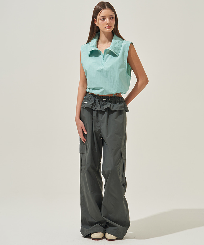 KANDINI Wind Half-Zip Crop Vest - Mint