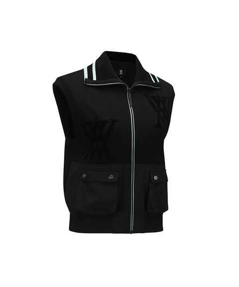 Women's FA Logo Point Knit Vest - Black