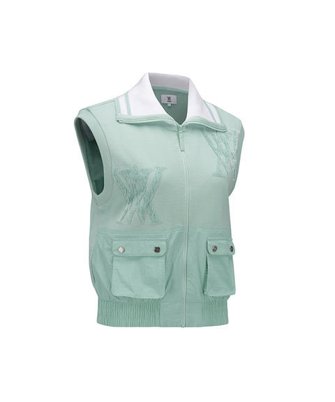 Women's FA Logo Point Knit Vest - Mint