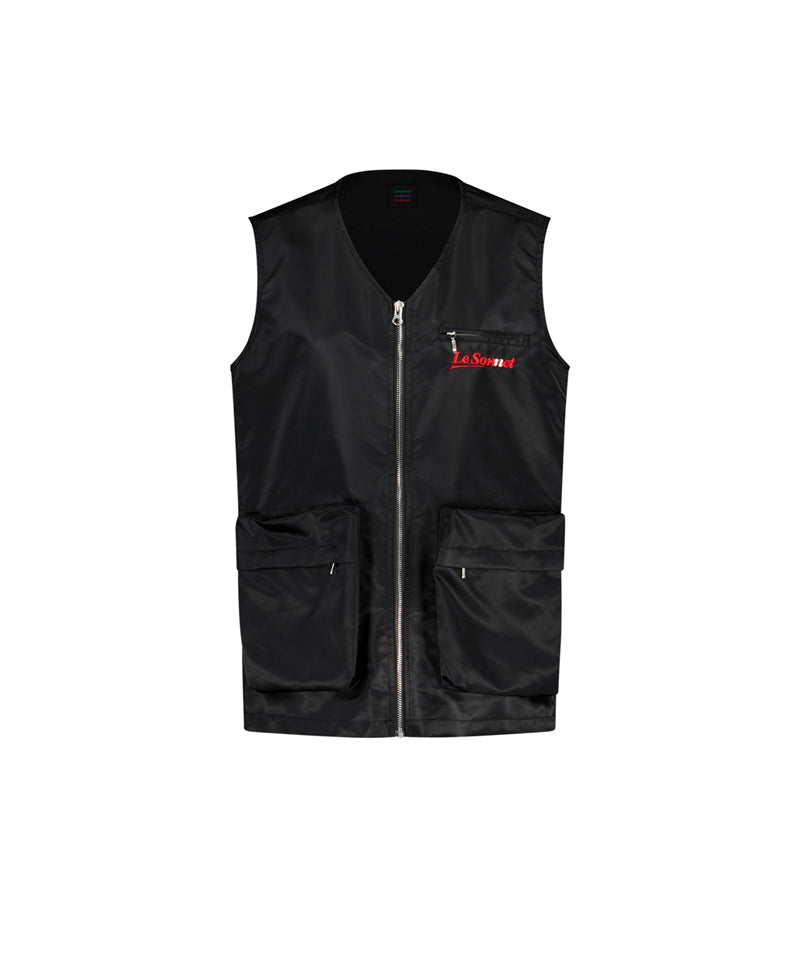 LE SONNET Out Pocket Vest - Black