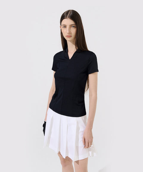 Anell Golf Easy Shawl Collar Top - Black