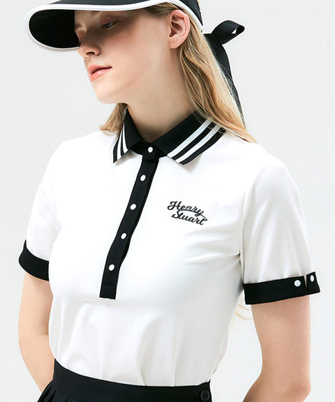 HENRY STUART Women's Rib Collar T-Shirt - White