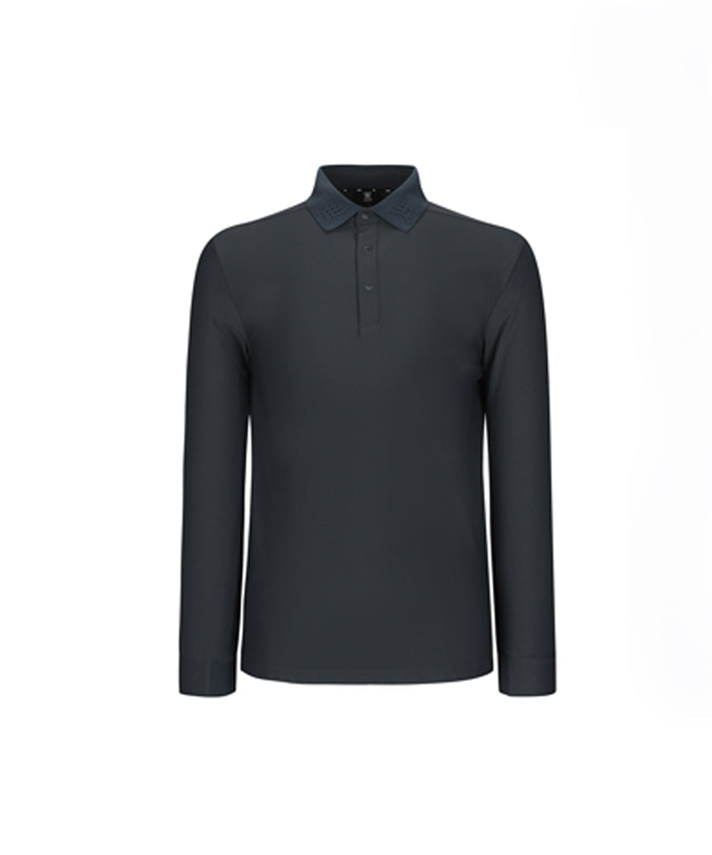 Men's Collared Logo Embo L/TS - D/Gray