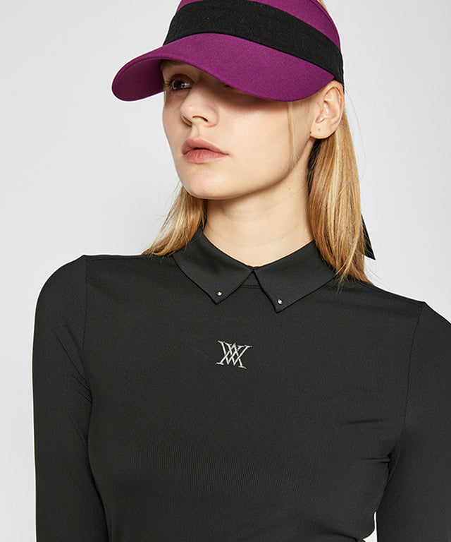 ANEW Golf: Woman Back Zip Point Long T-Shirt - Black