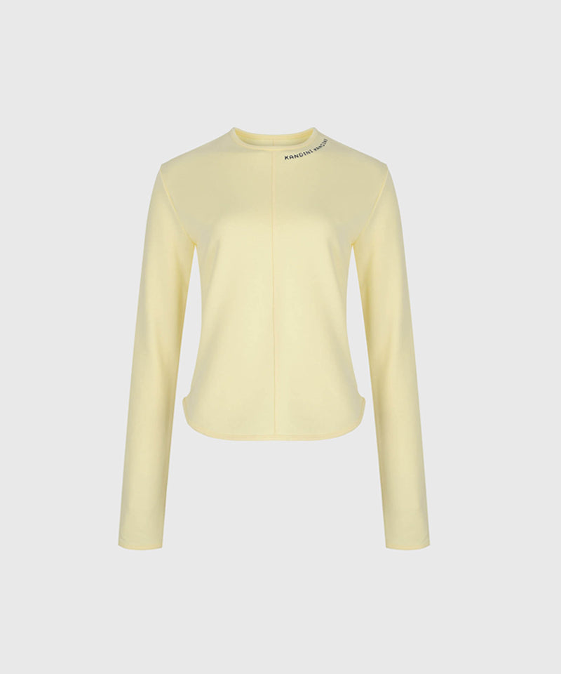 KANDINI Round Embroidered T-Shirt - Lemon
