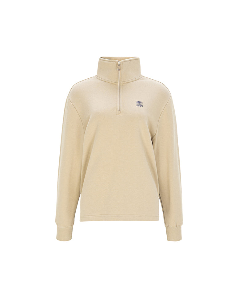 LENUCU Women's Big Logo Color Block Sweatshirt - Beige