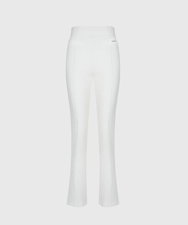 KANDINI Seersucker Stretch Slit Pants - White