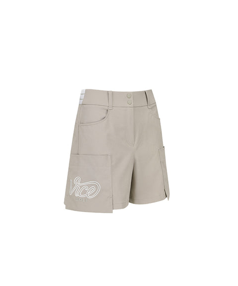 Vice Golf Atelier Women's Wrap Pocket Point Half Pants - D/Beige