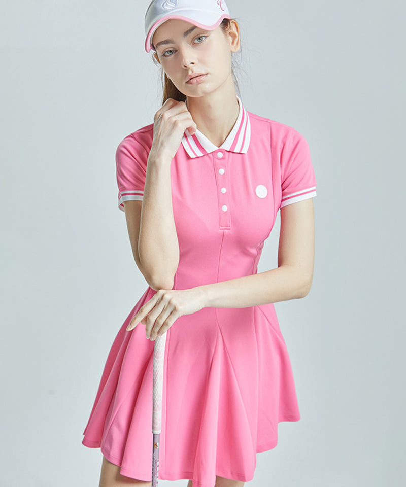 CHUCUCHU Flare Collar Dress - Pink