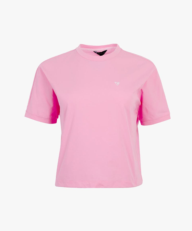 CREVE NINE: Graphic Signature Round Tee - Pink