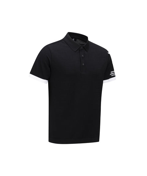 ANEW GOLF Men's SM Logo Point Short Sleeve Sweater - Black