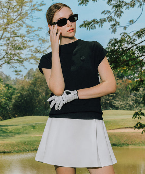 OBER Golf Summer Sleeveless Half Neck Knit - Black