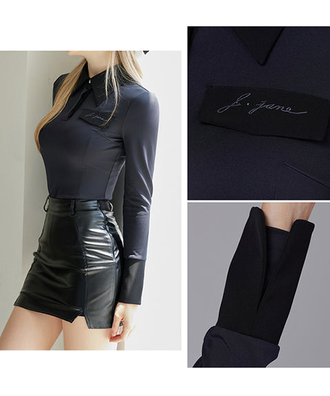J.Jane Big Collar Classic T-shirt - Black