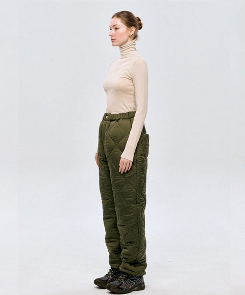 LE SONNET Quilted Pants - Khaki