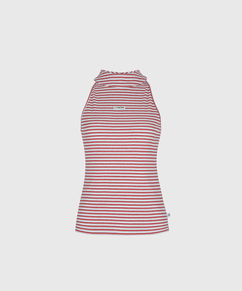 KANDINI New Stripe Halter Tee - Red