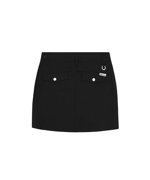 CHUCUCHU Diagonal Slit Skirt - Black