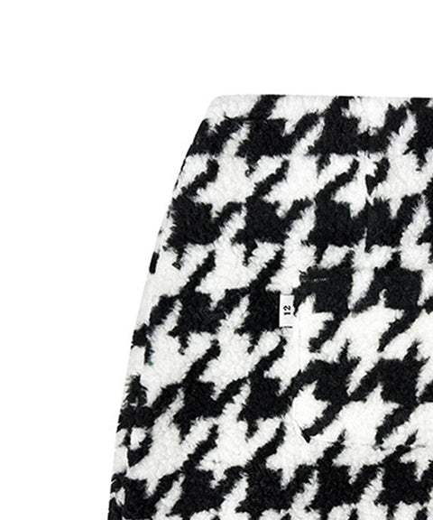 BENECIA 12 Fleece Houndstooth Skirt - Black