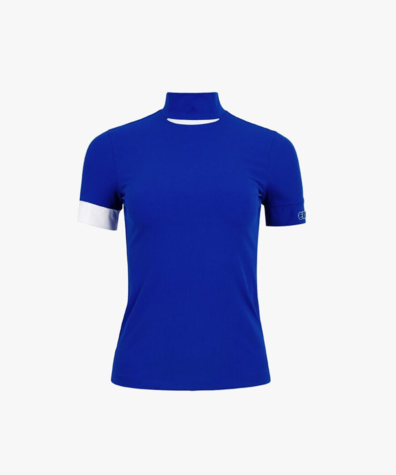 CREVE NINE: Neck Point Ribbed Tee - R/Blue
