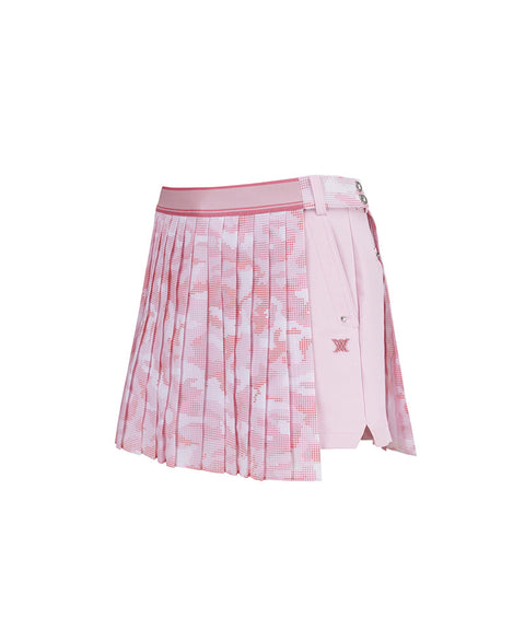 W Camo Print Detachable Pleats H/PT - Pink