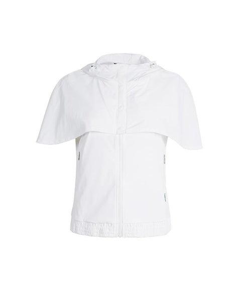 CREVE NINE: Capri Cape Hooded Vest - White