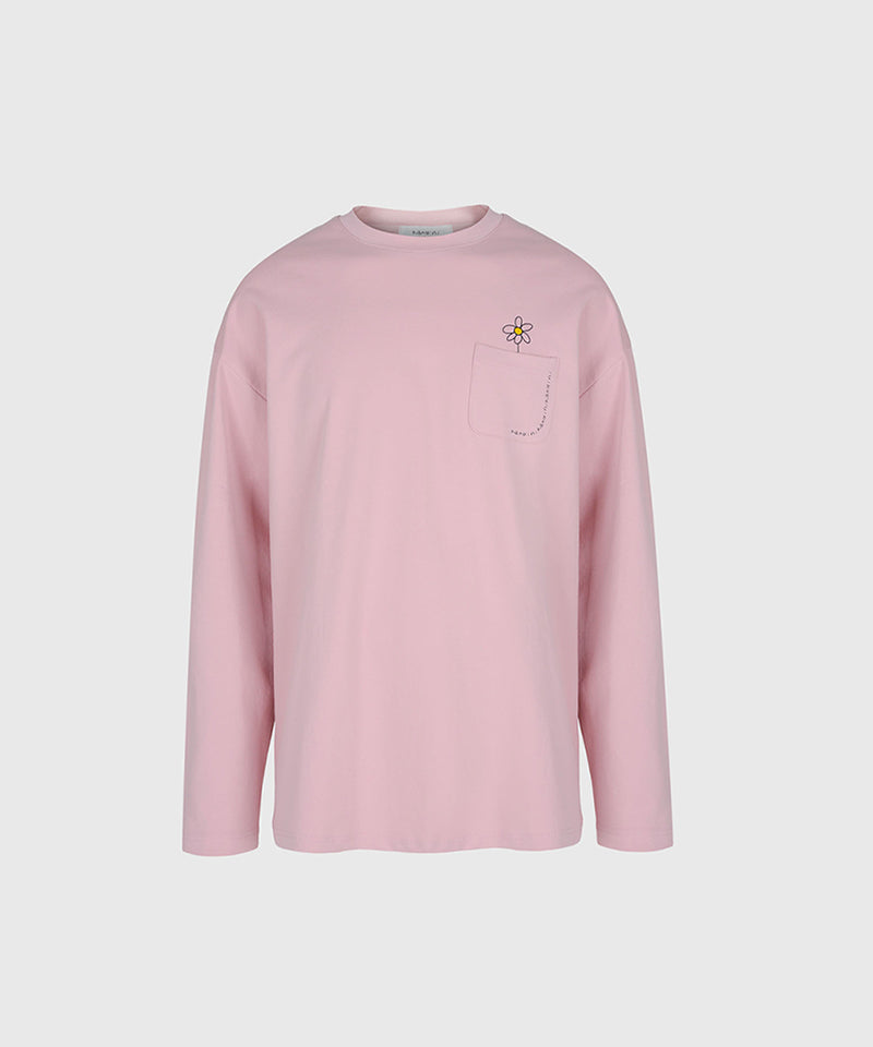 KANDINI Pocket Long Sleeve Tee(Unisex) - Pink