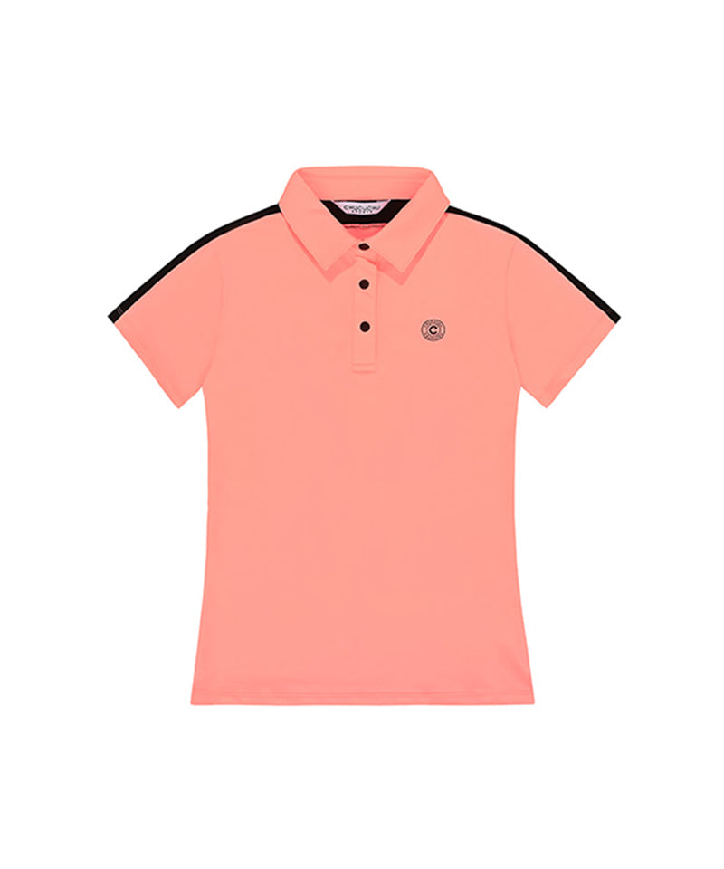 CHUCUCHU Women's Shoulder Line Polo T-Shirt - Peach