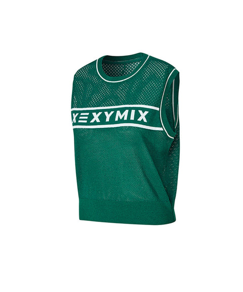 XEXYMIX Golf See-Through Knit Vest - Dark Green