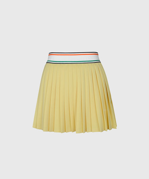 KANDINI Elastic Band Pleats Skirt - Yellow