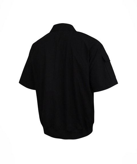 HENRY STUART Men's Woven Anorak Collar T-shirt - Black