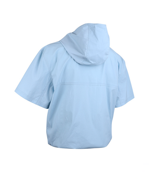 HENRY STUART Men's Hooded Short Sleeve Anorak Jumper - Blue