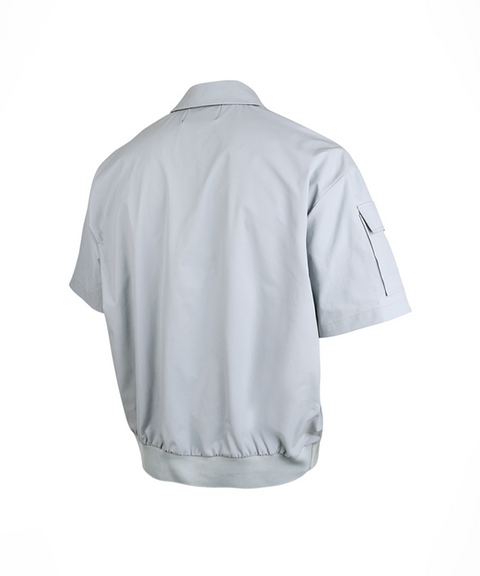 HENRY STUART Men's Woven Anorak Collar T-shirt - Gray