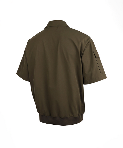 HENRY STUART Men's Woven Anorak Collar T-shirt - Khaki