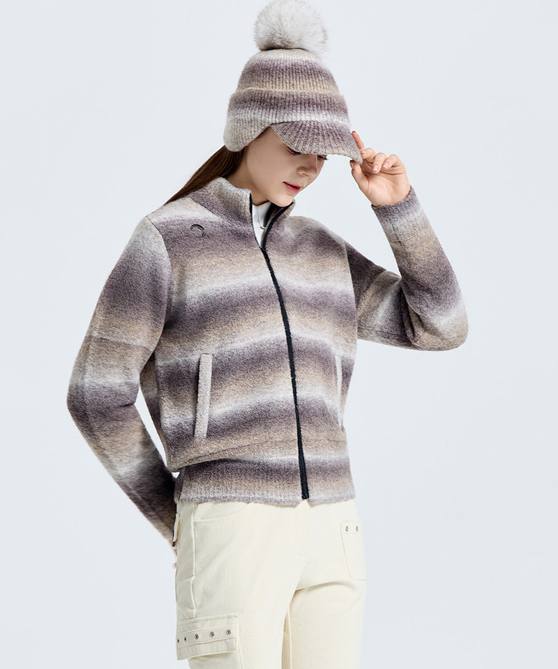 Challenger Women's Gradient Windproof High-Neck Knit Jacket - Brown