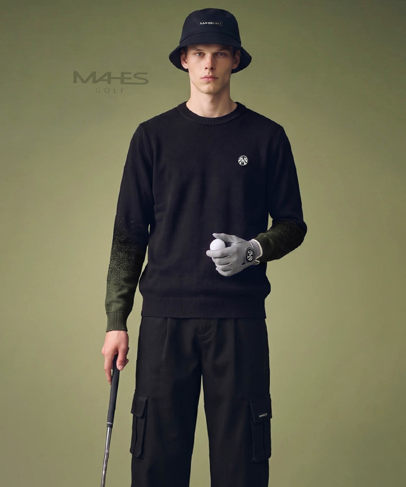 Men's Cozy Knit With Cashmere Yarn And Gradient Sleeve Details - Black