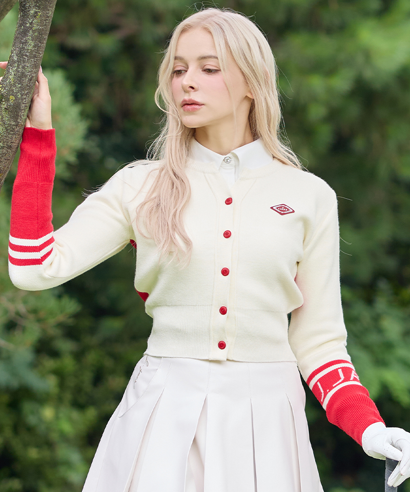 J.Jane Line Point Knit Cardigan - Red
