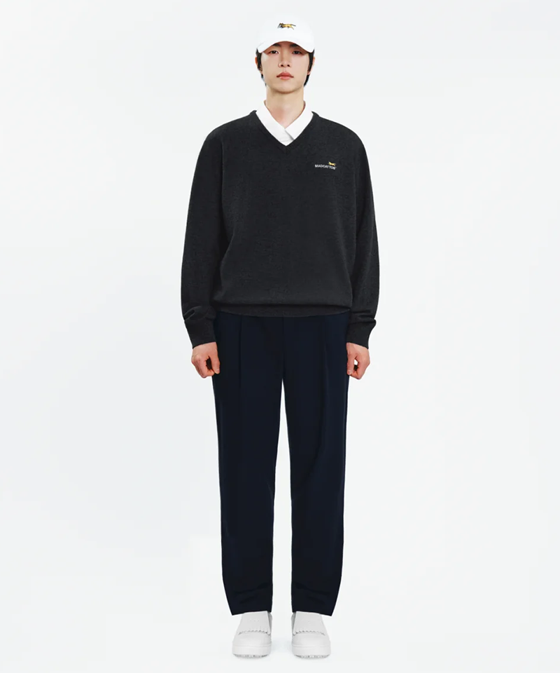 MCC Wool-Like One-Tuck Pants - Dark Navy