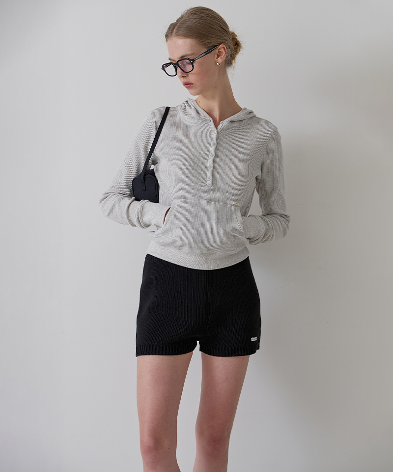 PIV'VEE Banding Cotton Knit Shorts - Ebony Black