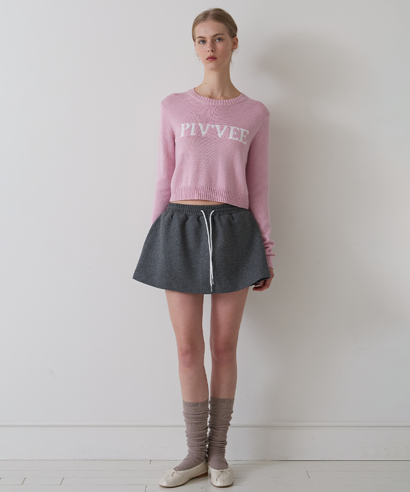 Piv'vee Lettering Knit Top - Bubble Pink