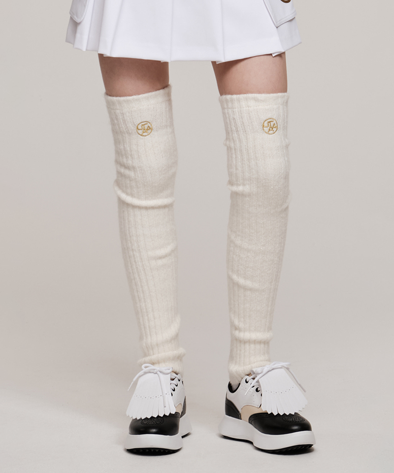 UTAA Women's Gilt Symbol Basic Knit Leg Warmers - White