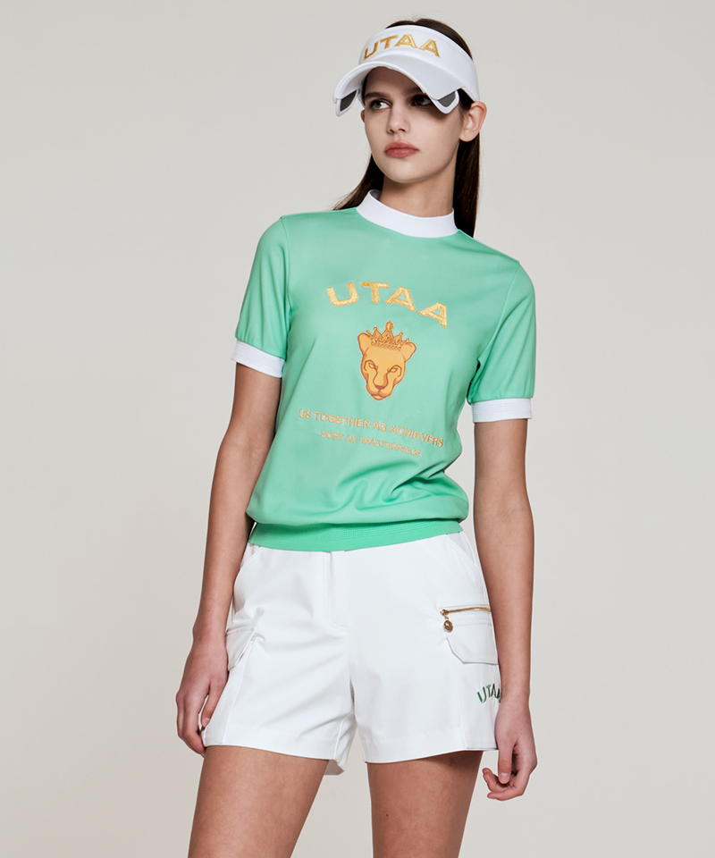 UTAA Women's Prism Golden Panter OutPocket Short Pants - White