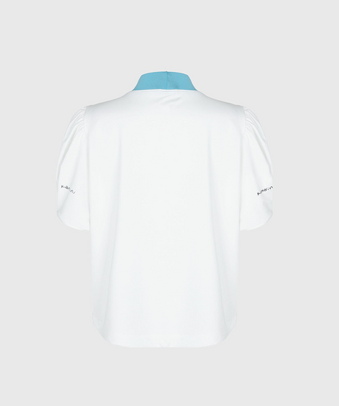KANDINI Breezy mock neck Tee - Blue