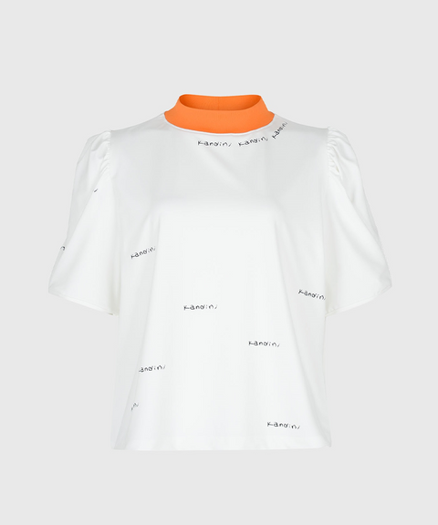 KANDINI Breezy mock neck Tee - Orange
