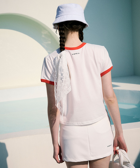 KANDINI Color Blocked Crewneck Tee - White