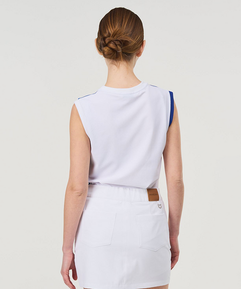 POSHERD Color Block Cool Shirring Sleeveless - Blue