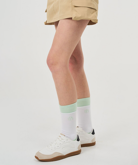 POSHERD Color Block Layered Crew Socks - Ice Mint