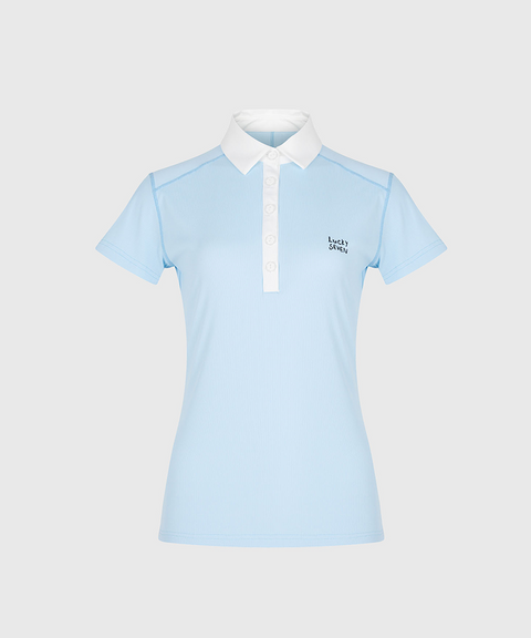 KANDINI EdgeLine Short Sleeve Polo (Ribbed Ver.) - Sky Blue
