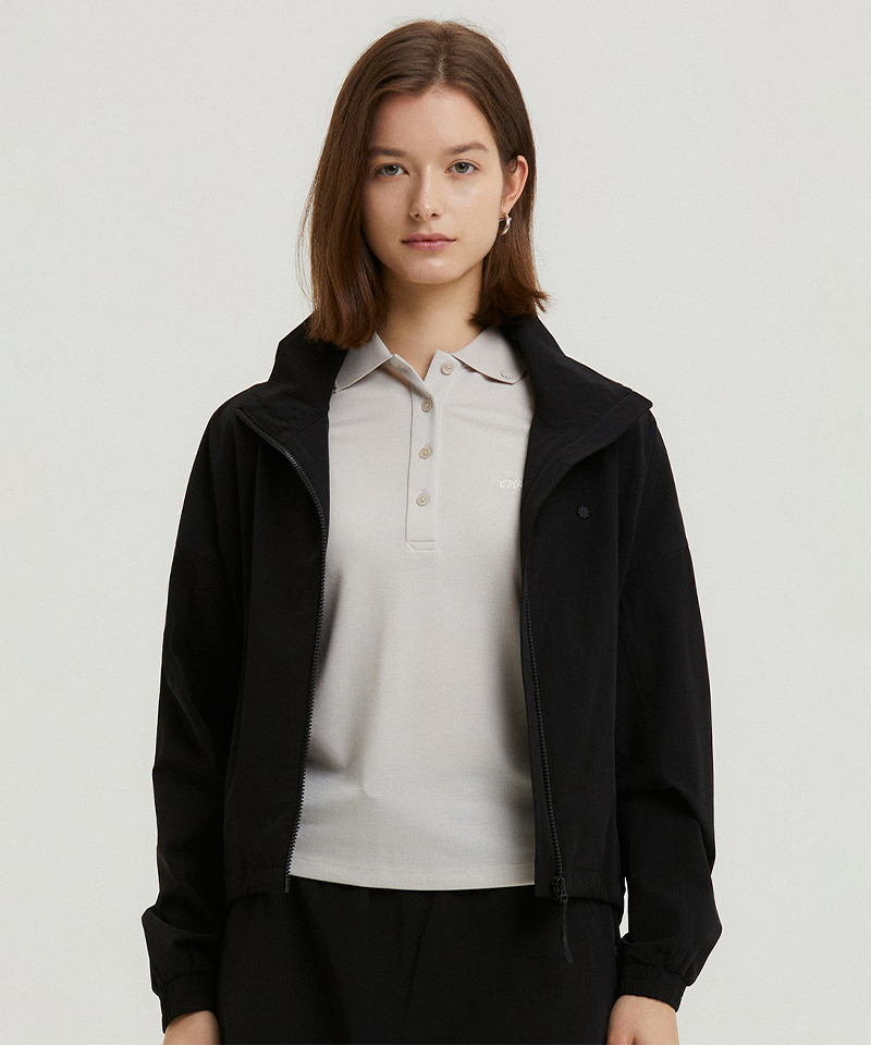 AVEN Flor High Neck Windbreaker - Black