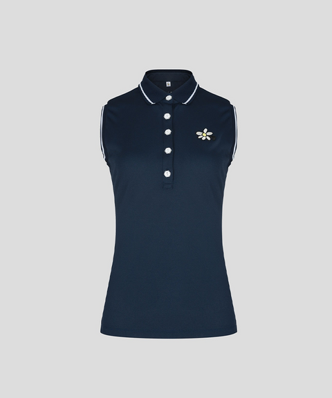 KANDINI Signature Sleeveless Polo - Navy